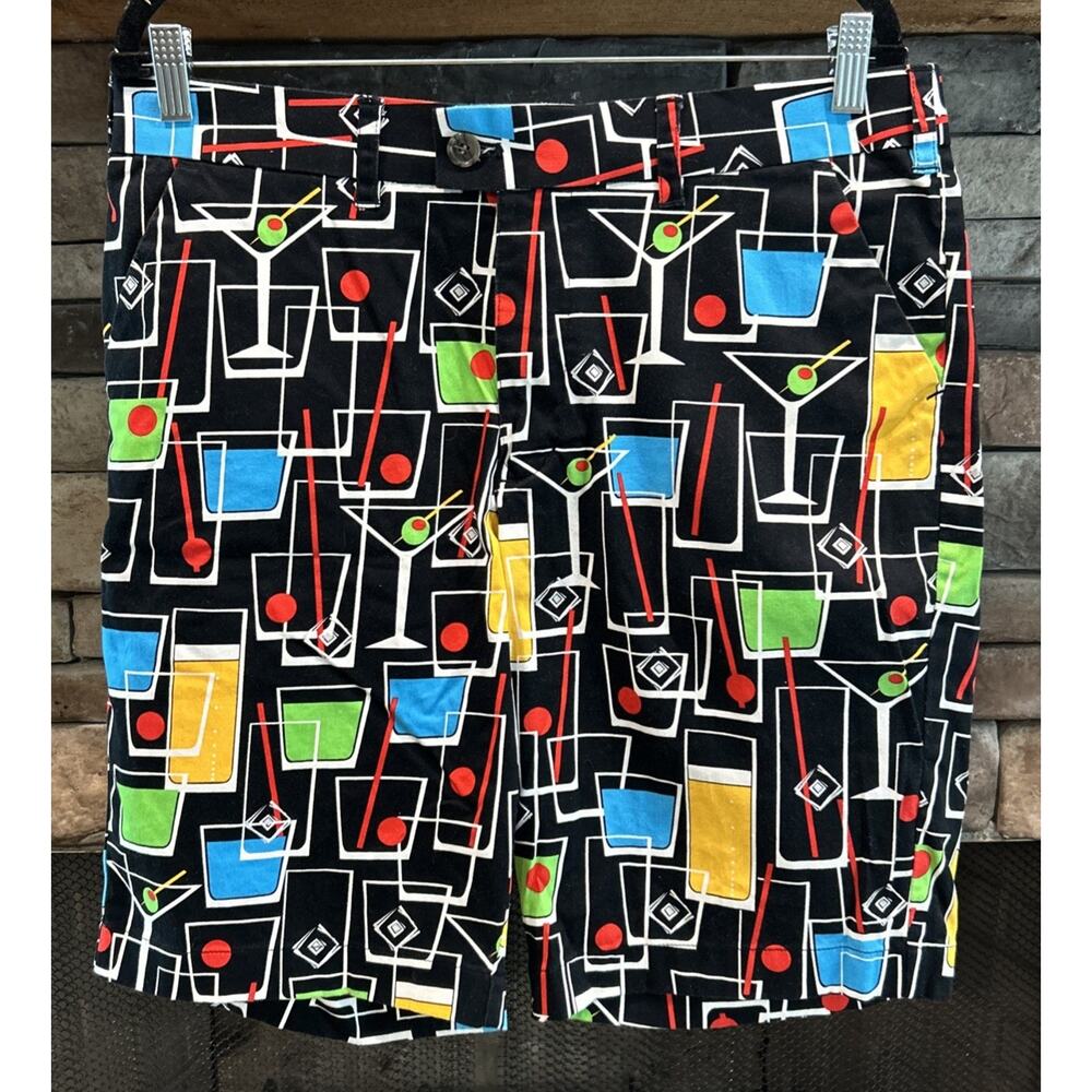 Men’s LOUDMOUTH Cocktail Martinis Flat Front Golf Shorts Size 34 *A3